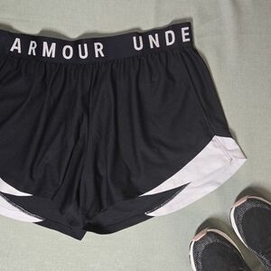 Under Armour Black and White Performance Running Shorts